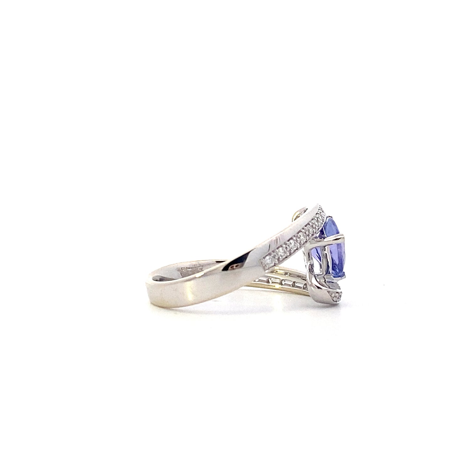 14K White Gold Tanzanite & Diamond Women's Ring - 0.15ct
