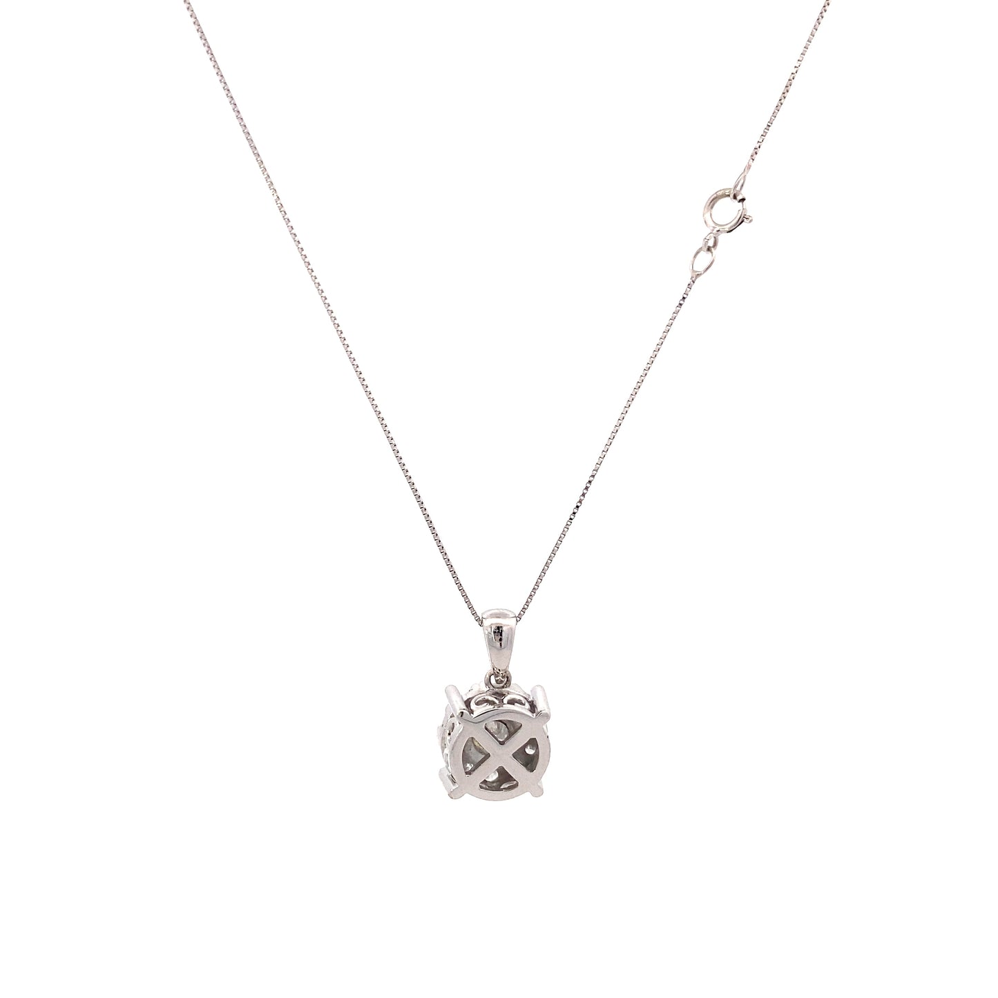 14K White Gold Diamond Pendant & Box Chain Set - 0.68ct