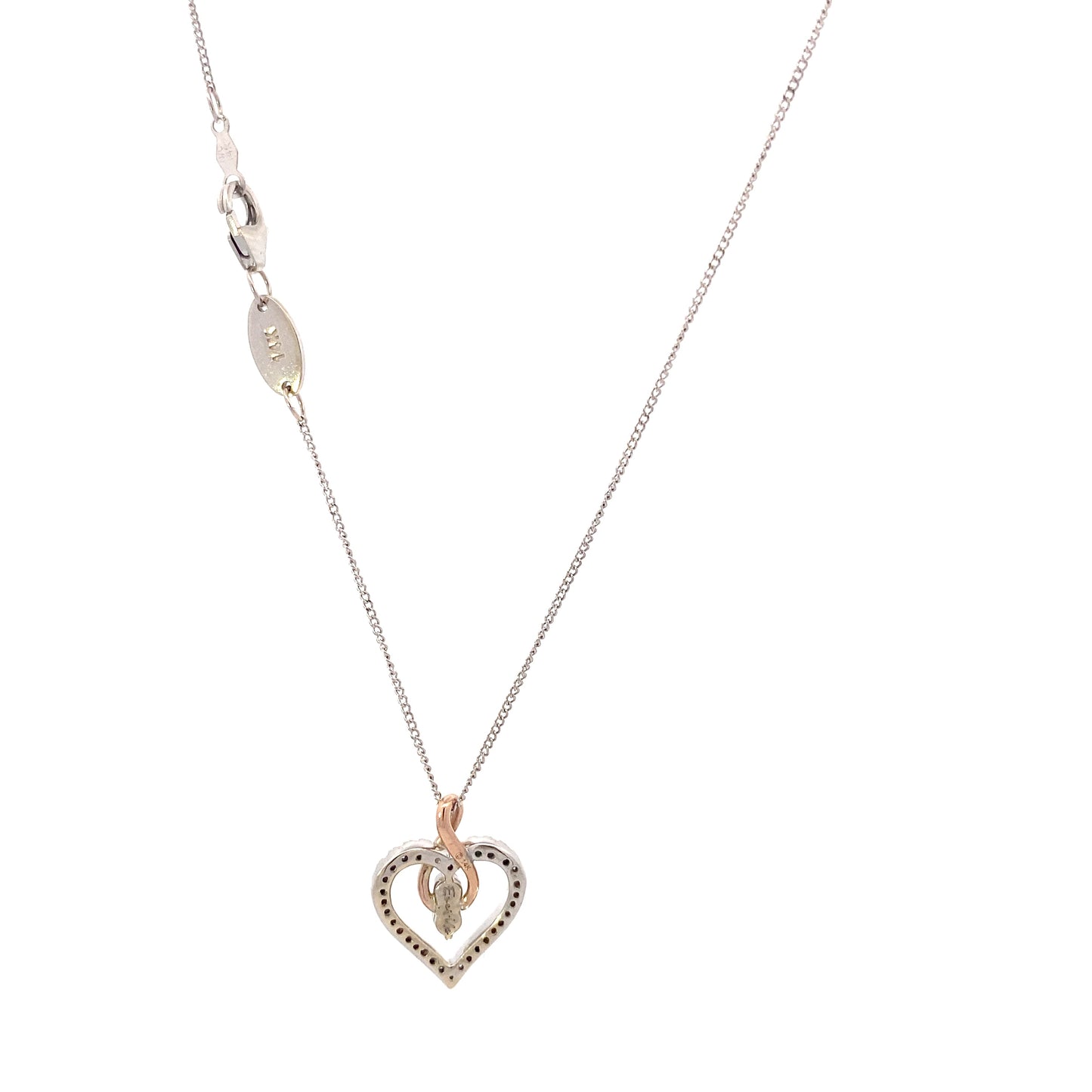 14K White & Rose Gold Diamond Infinity Open Heart Necklace - 0.25ct
