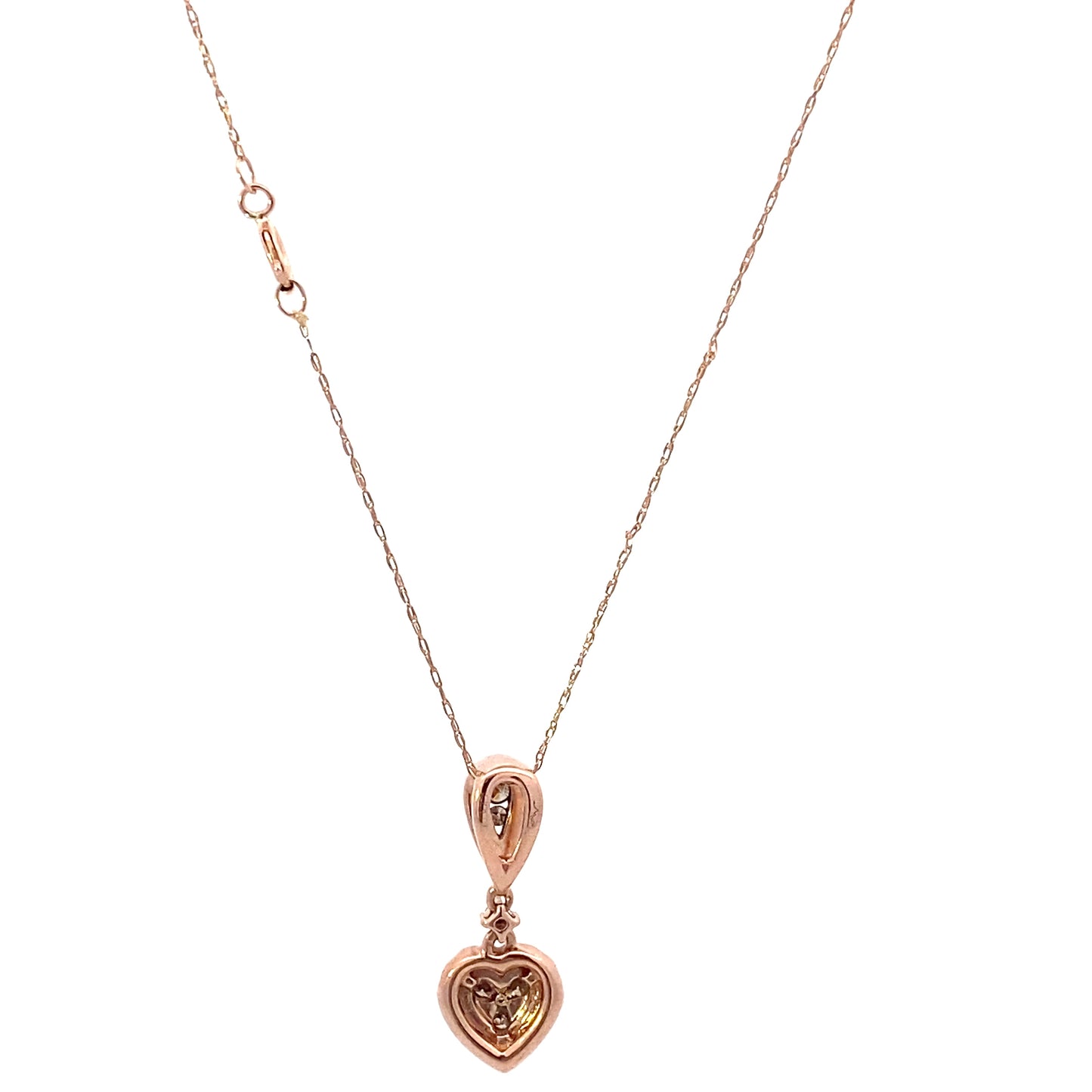 10K Rose Gold Diamond Heart Pendant & Rope Chain Set - 0.42ct