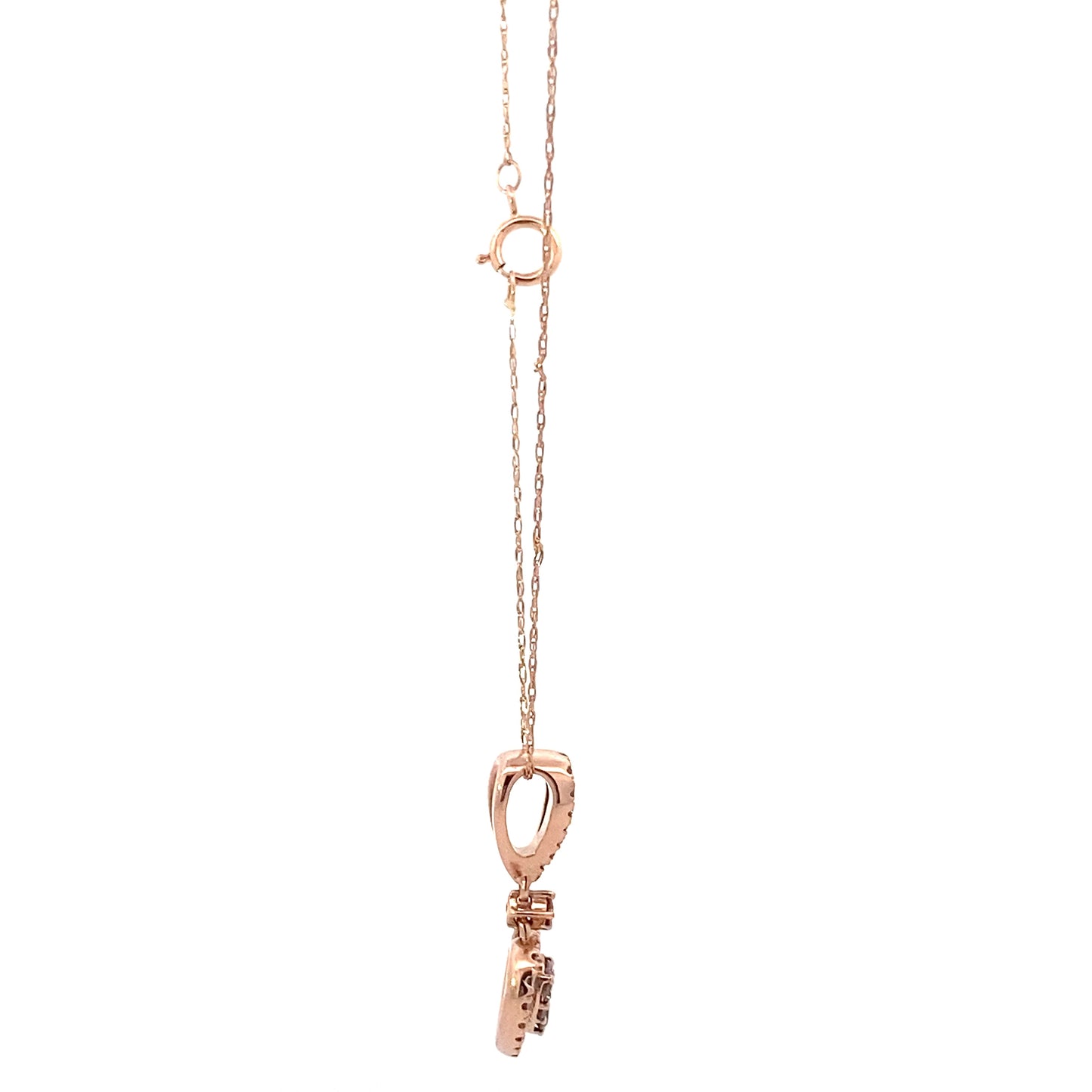 10K Rose Gold Diamond Heart Pendant & Rope Chain Set - 0.42ct
