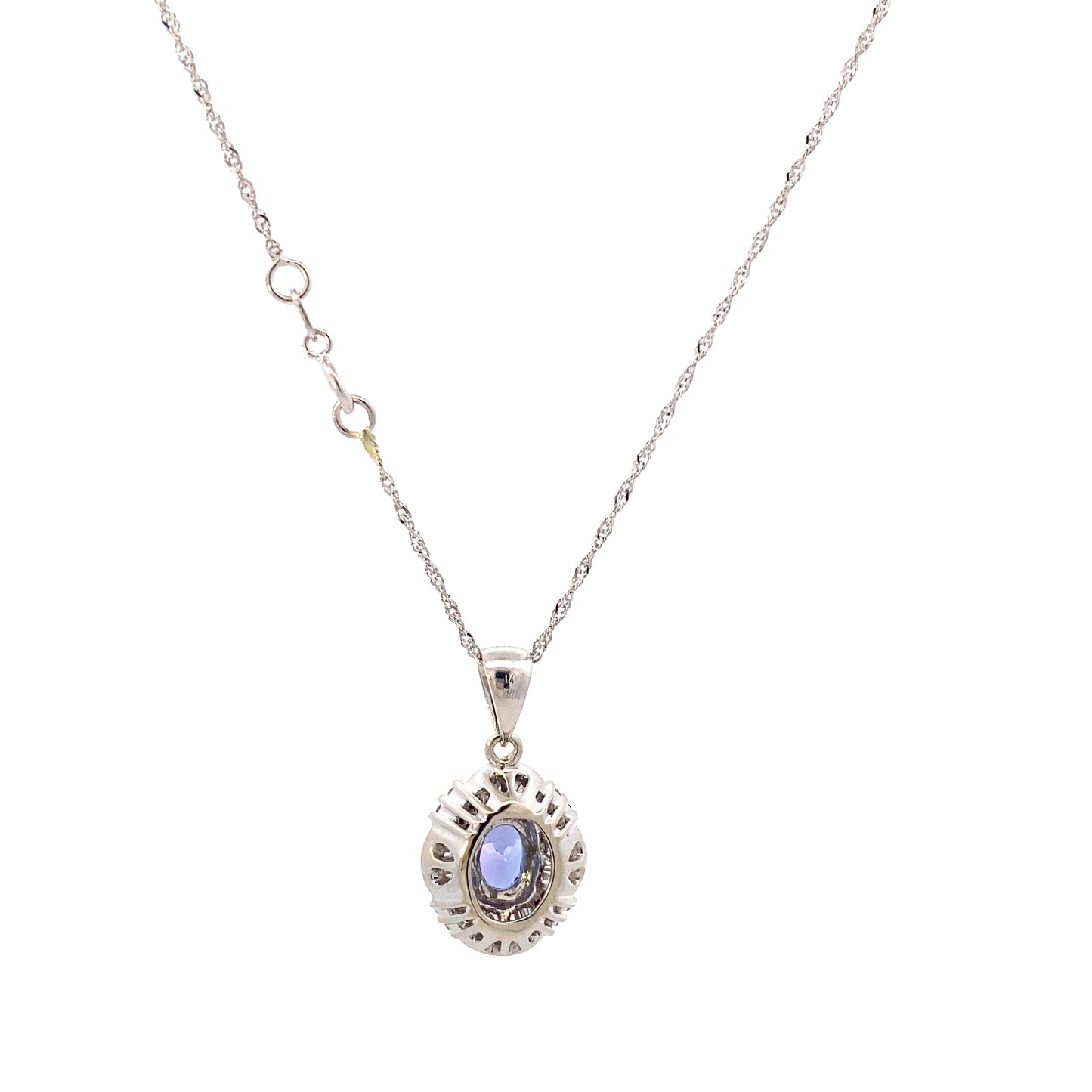 14K White Gold Tanzanite & Diamond Necklace - 0.08ct