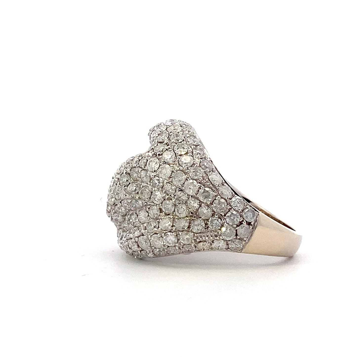 18K White Gold Diamond Pave Dome Ring - 4.44ct