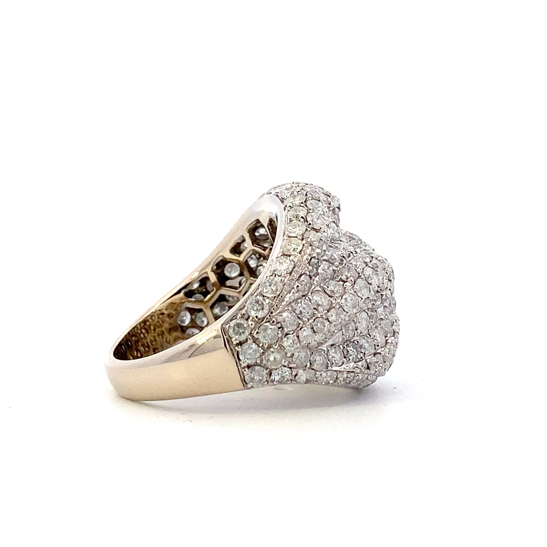 18K White Gold Diamond Pave Dome Ring - 4.44ct