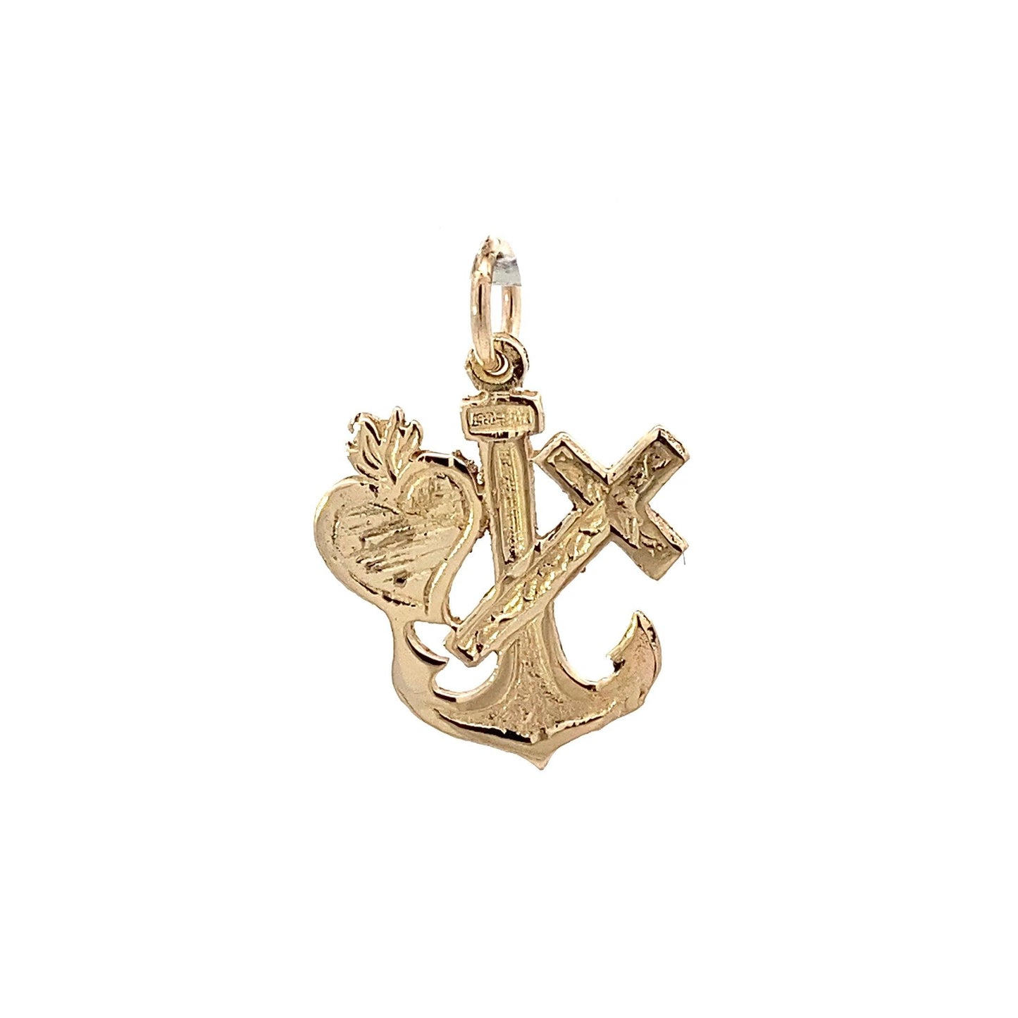 14K Yellow Gold Anchor, Cross & Heart Pendant