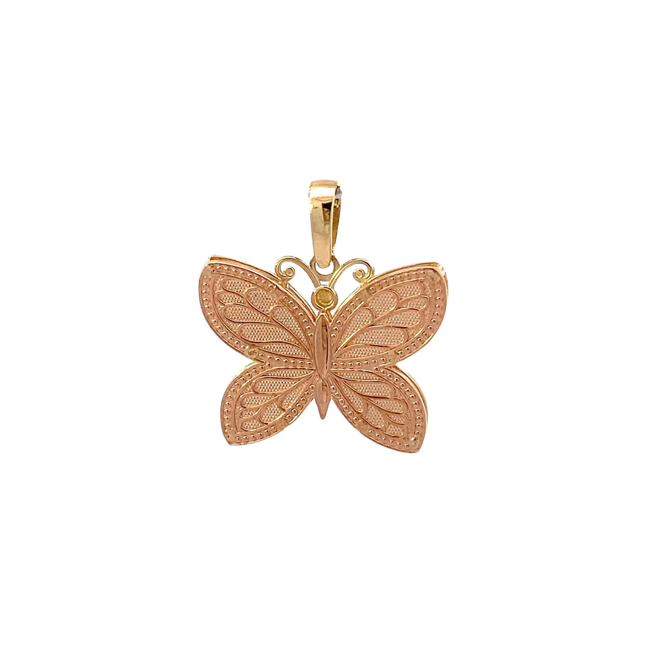 10K Tri-Color Gold DC Butterfly Pendant