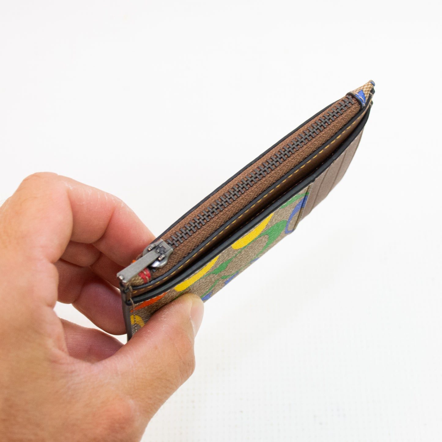 Coach C9862 Zip Card Case - Rainbow Signature