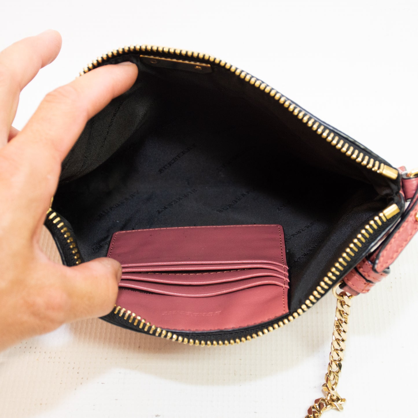 Burberry Grain Check Pink Cross Body Bag