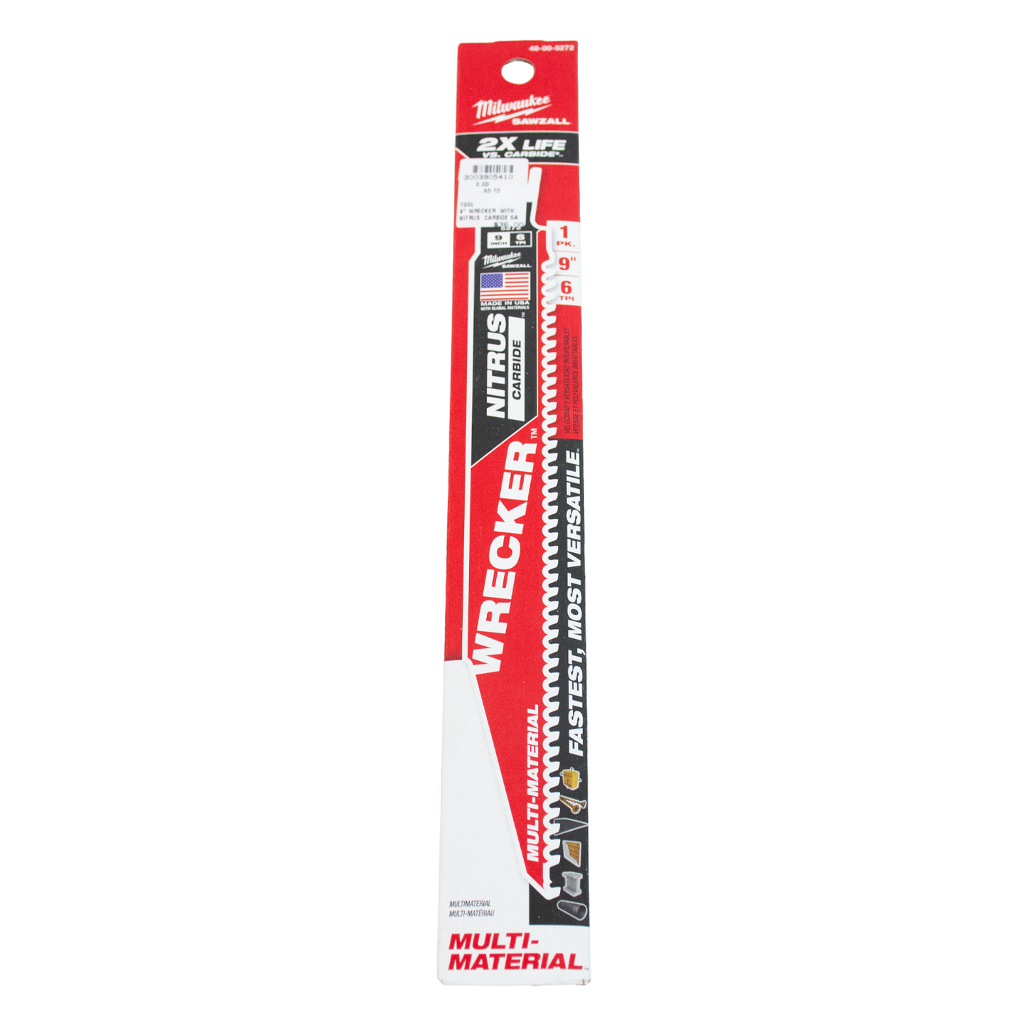 Milwaukee 48-00-5272 "The Wrecker" Multi-Material Sawzall Blade 9" 6 TPI