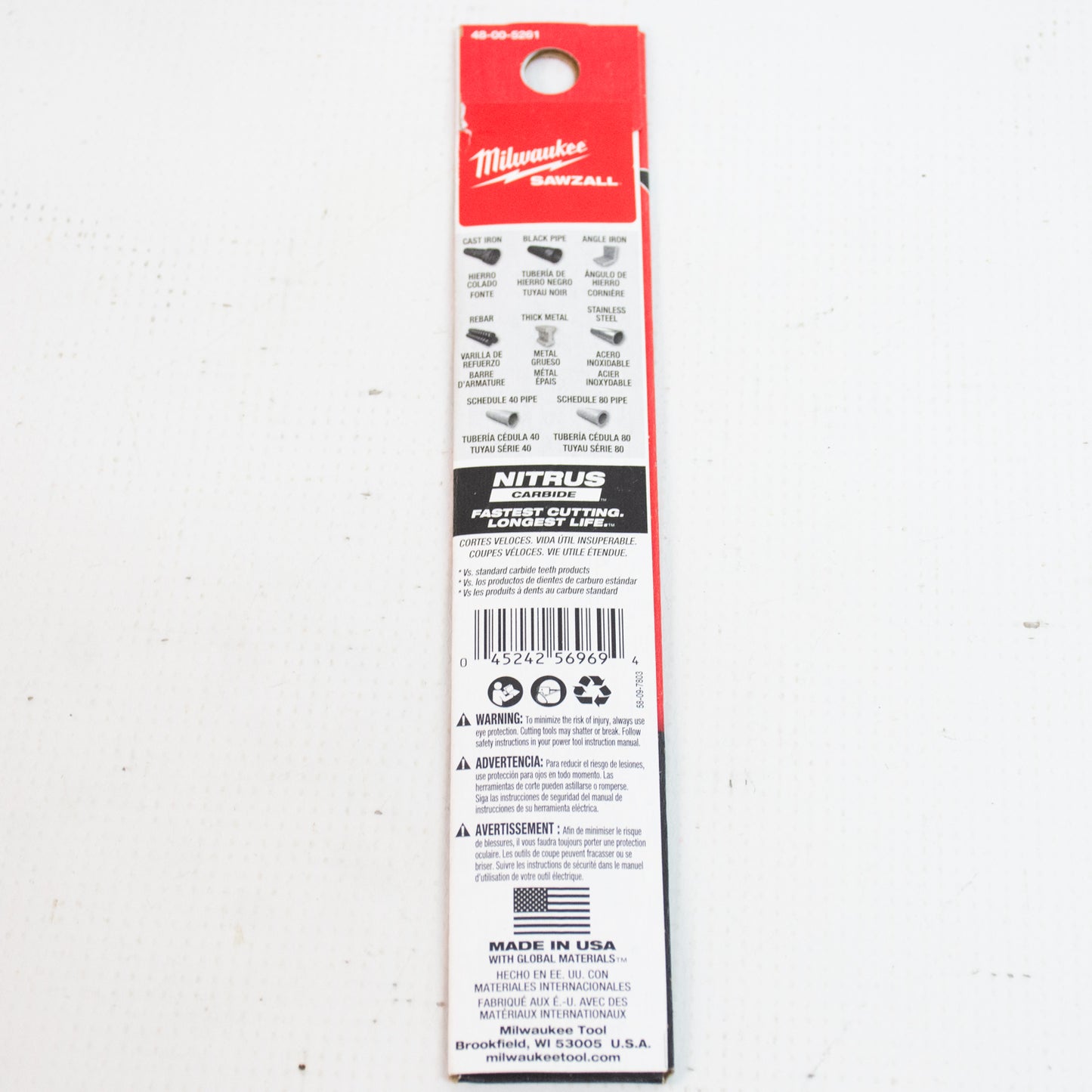 Milwaukee 48-00-5261 "The Torch" Sawzall Blade 6" 8 TPI