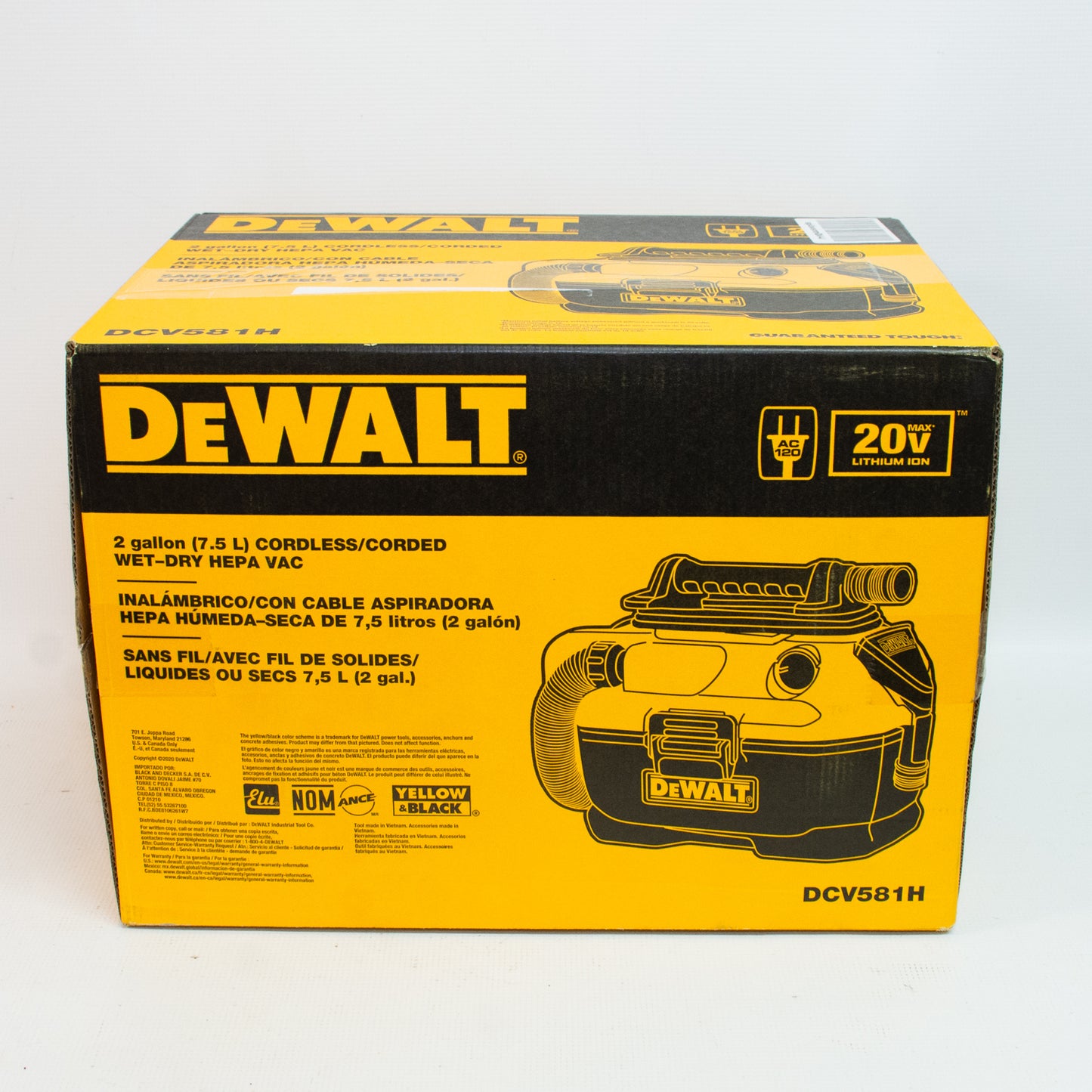 DEWALT DCV581H Heavy Duty 2gal Wet/Dry Vacuum