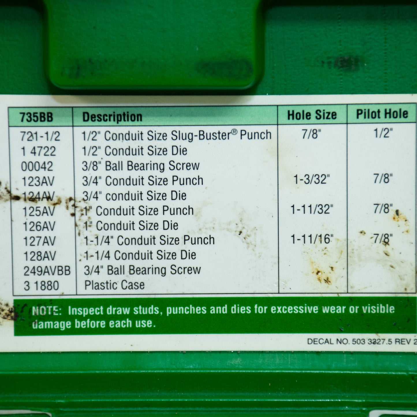 Greenlee 735BB BallBearing Knockout Punch Kit