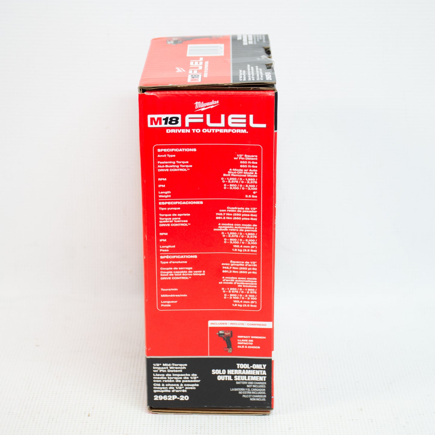 Milwaukee 2962P-20 M18 Fuel Brushless 1/2" Mid-Torque Impact Wrench