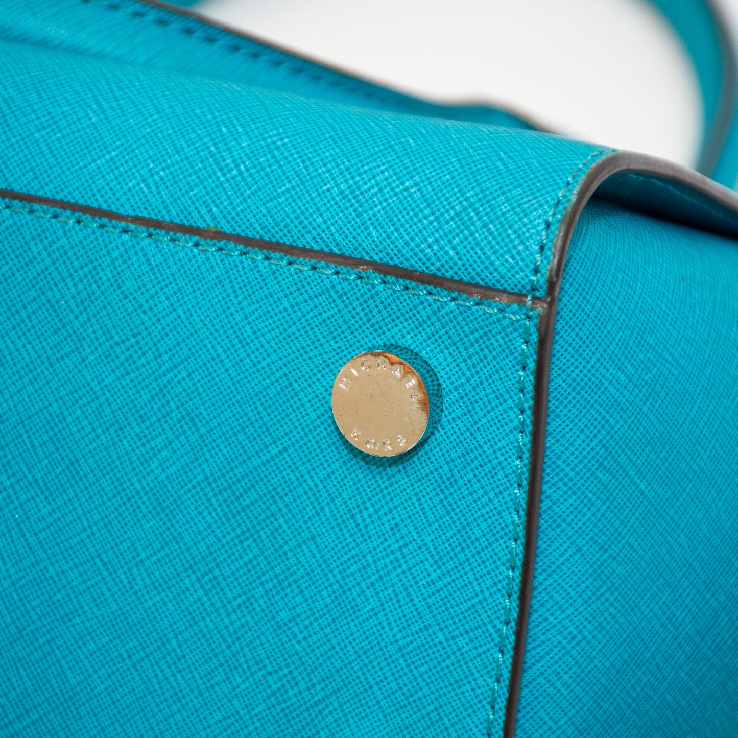 Michael Kors Selma Teal Saffiano Handbag