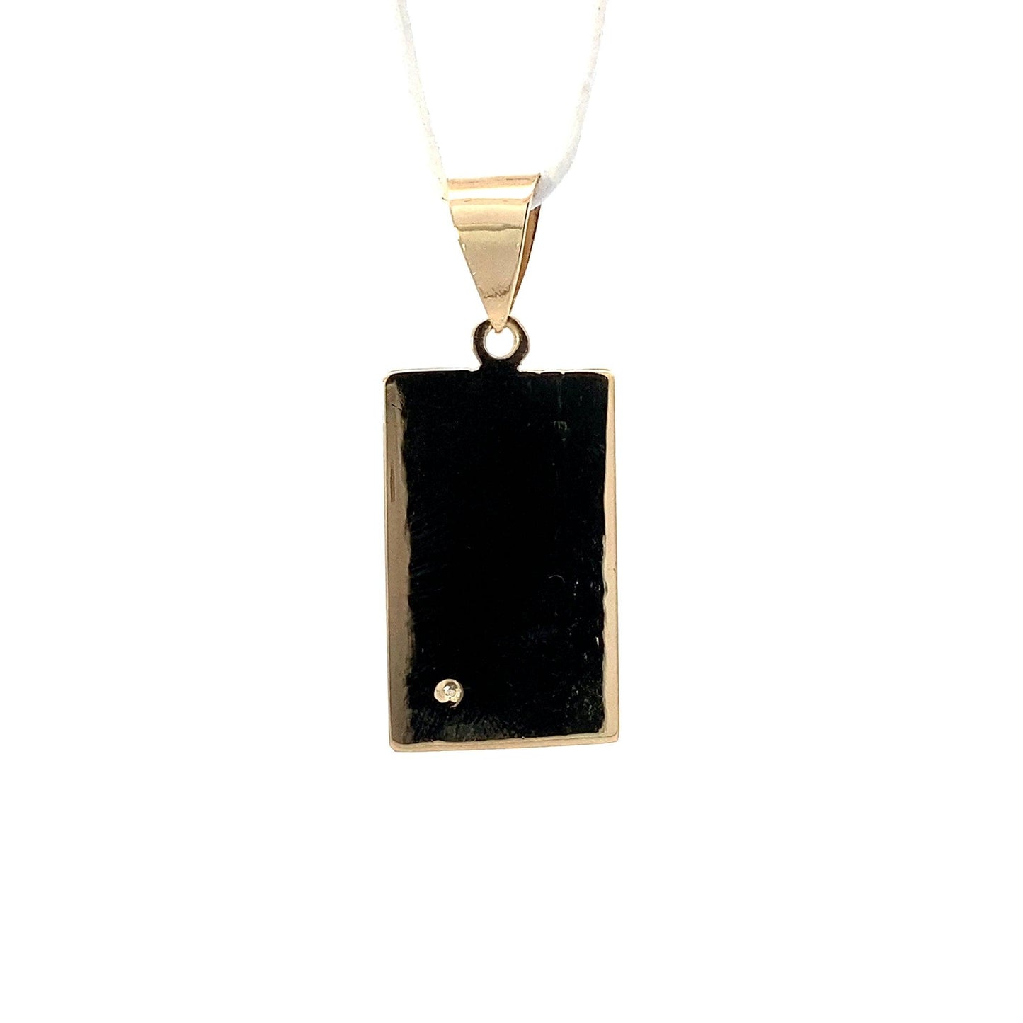 14K Yellow Gold Diamond Rectangle Pendant - 0.10ct