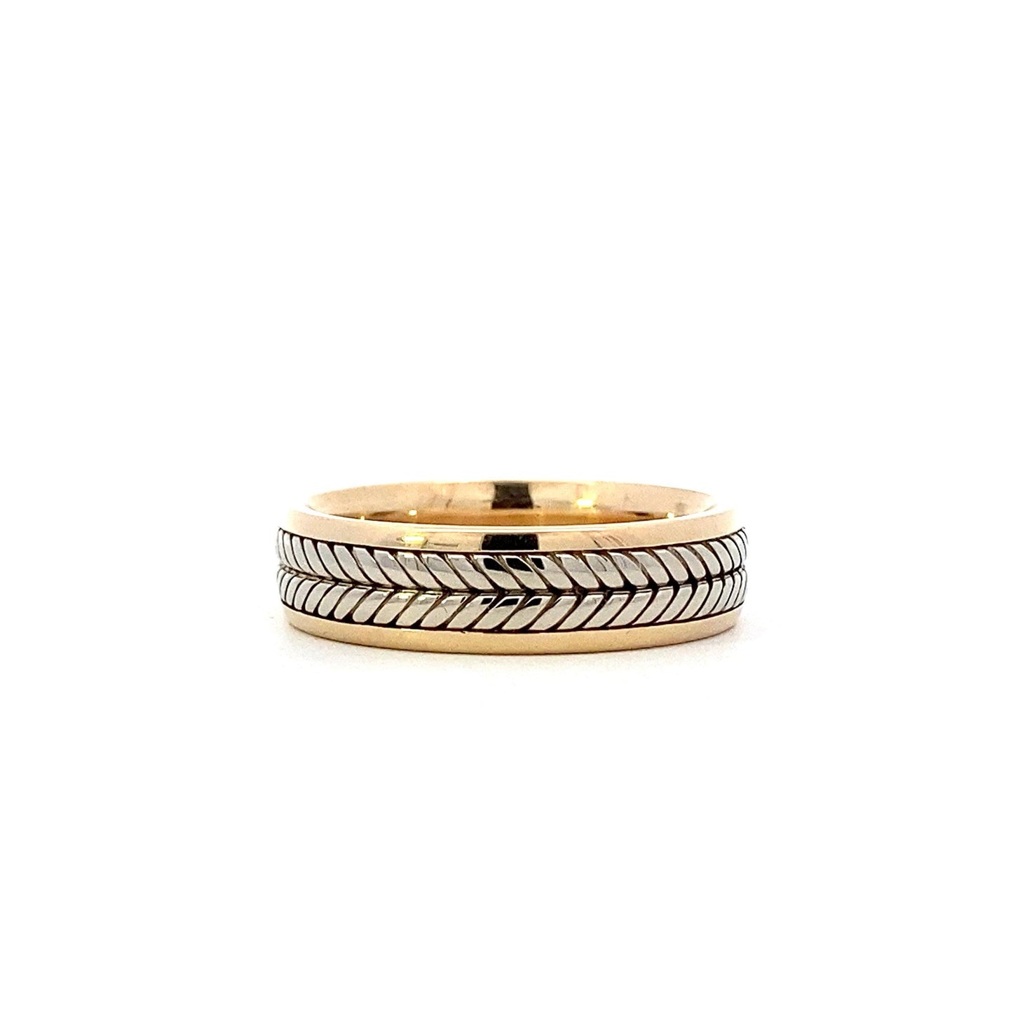 14K Yellow & White Gold Rope Design Men's Band