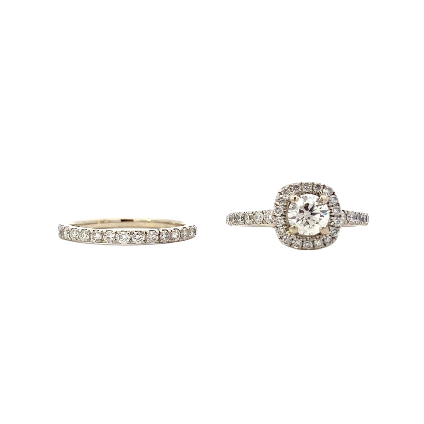 14K White Gold Diamond Engagement & Wedding Ring Set - 2.0ct