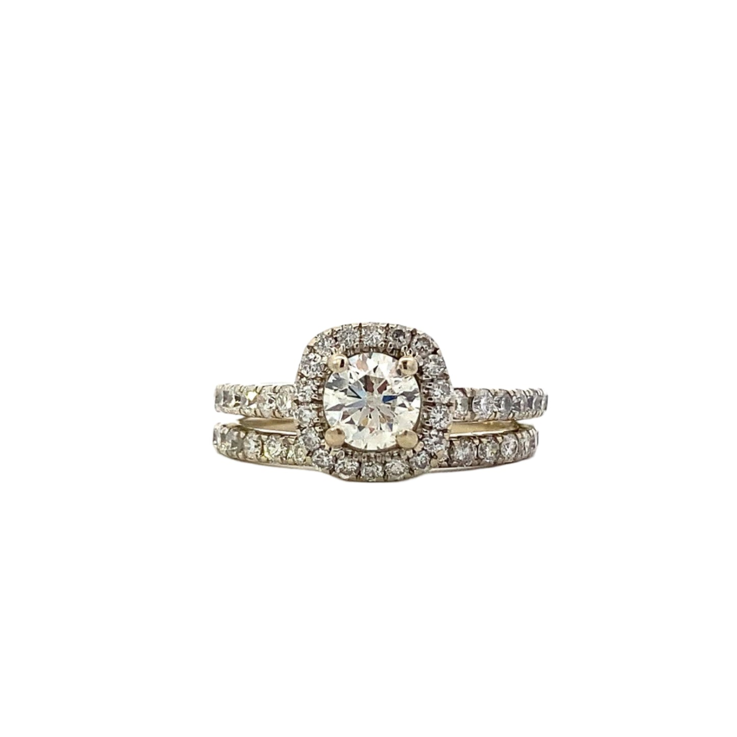 14K White Gold Diamond Engagement & Wedding Ring Set - 2.0ct