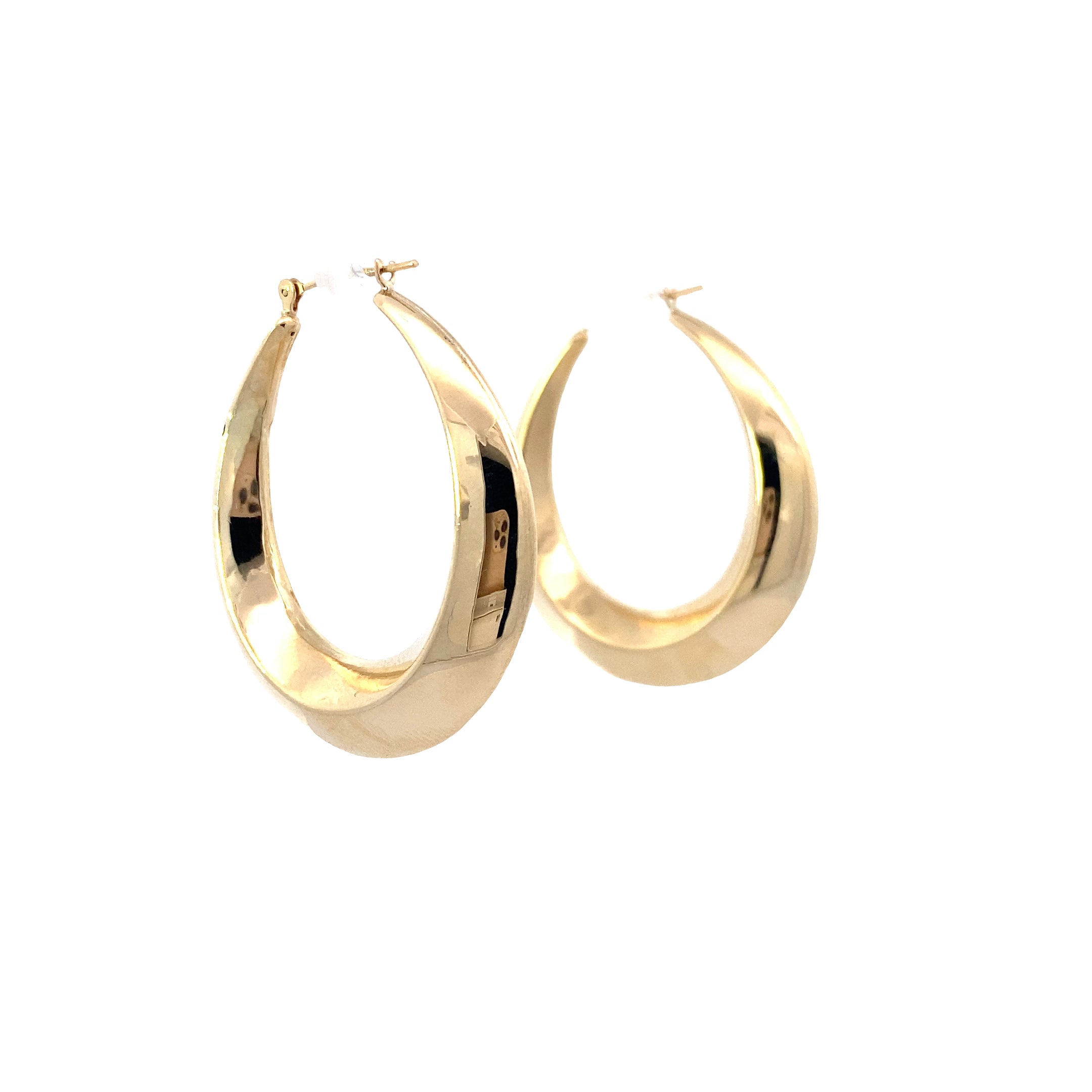14K Yellow Gold Hollow Hoop Earrings