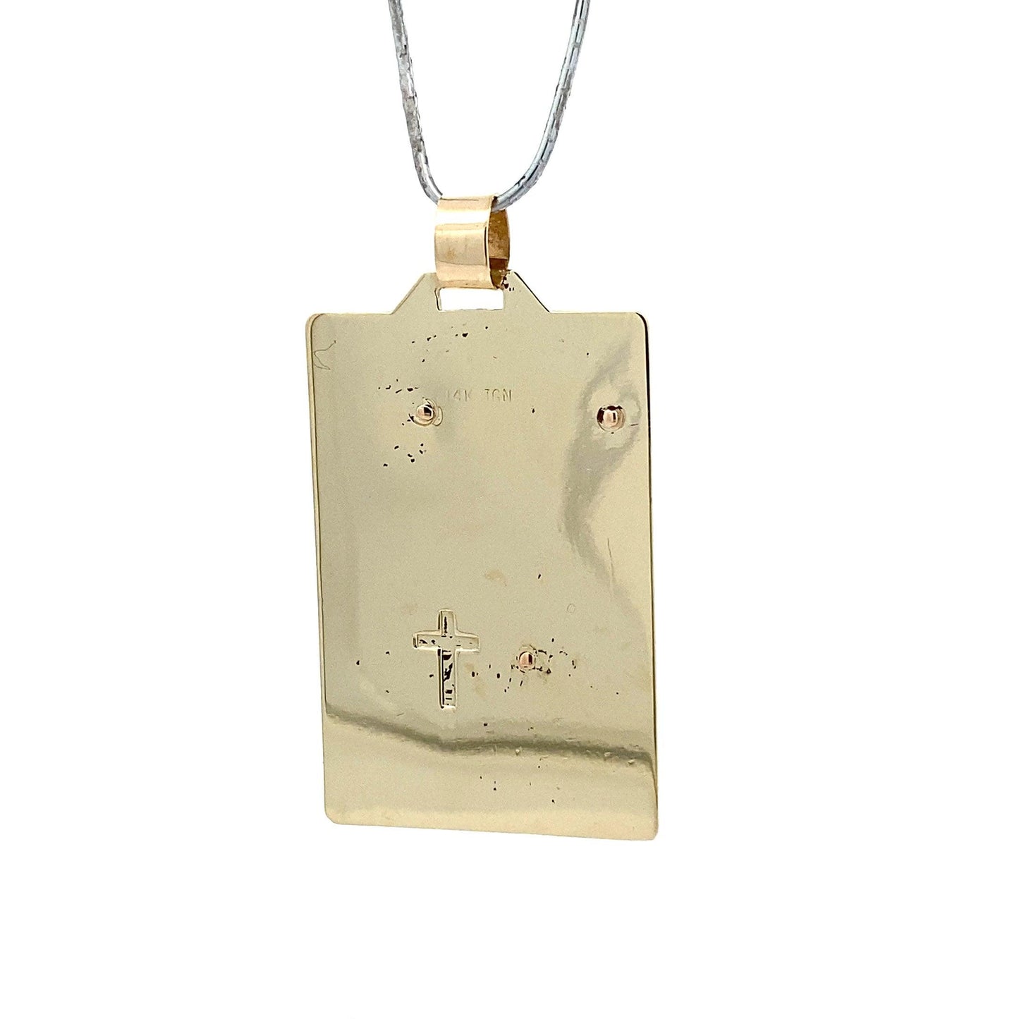 14K Yellow Gold Rectangle Religious Figure Pendant