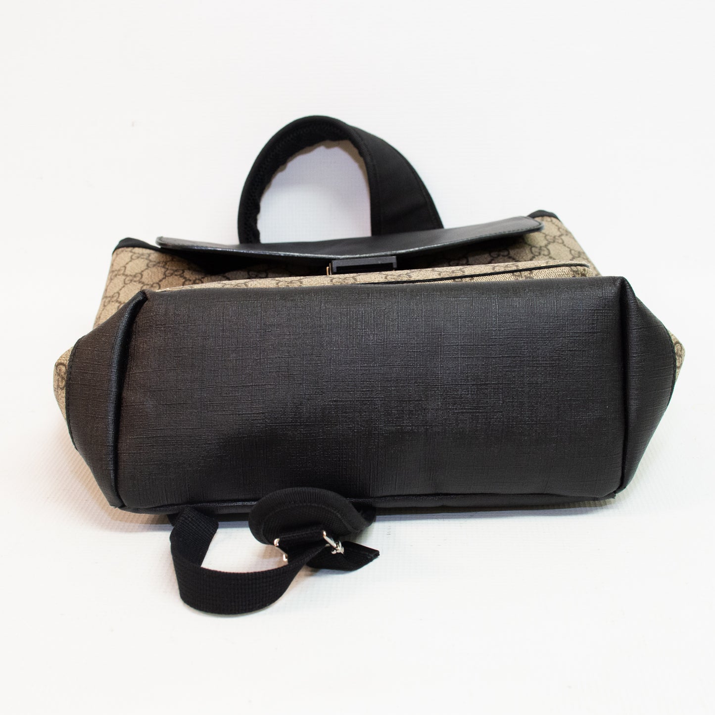 Gucci Supreme Monogram Black/Brown Single Buckle Backpack