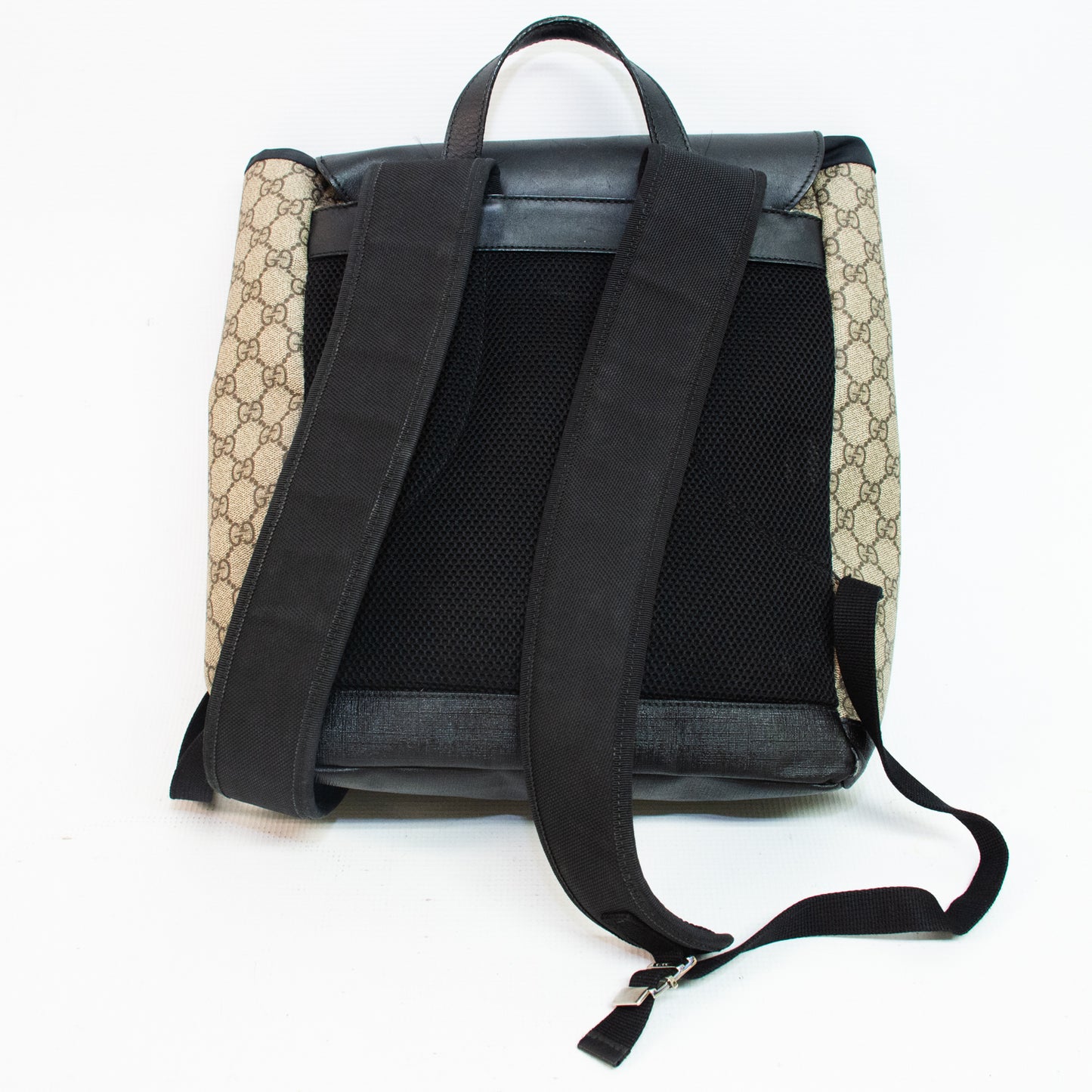 Gucci Supreme Monogram Black/Brown Single Buckle Backpack
