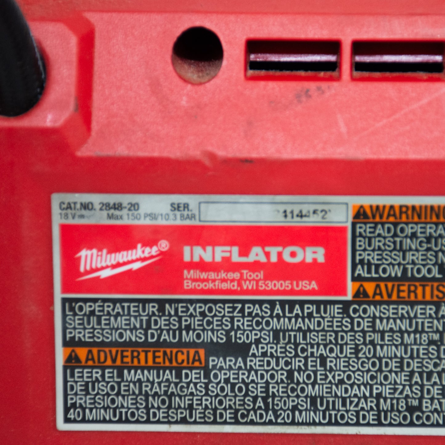 Milwaukee 2848-20 M18 Cordless Tire Inflator