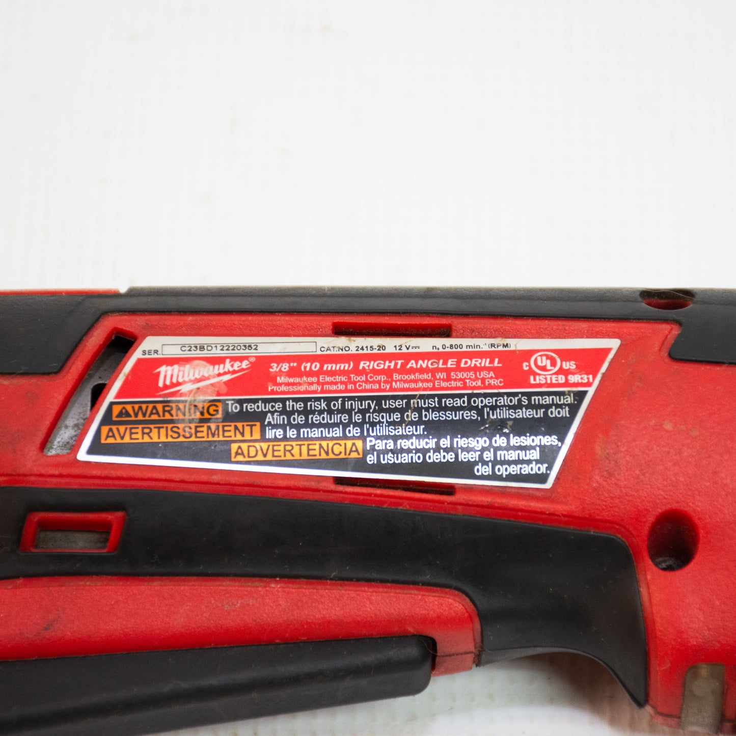 Milwaukee 2415-20 M12 3/8" Right Angle Drill