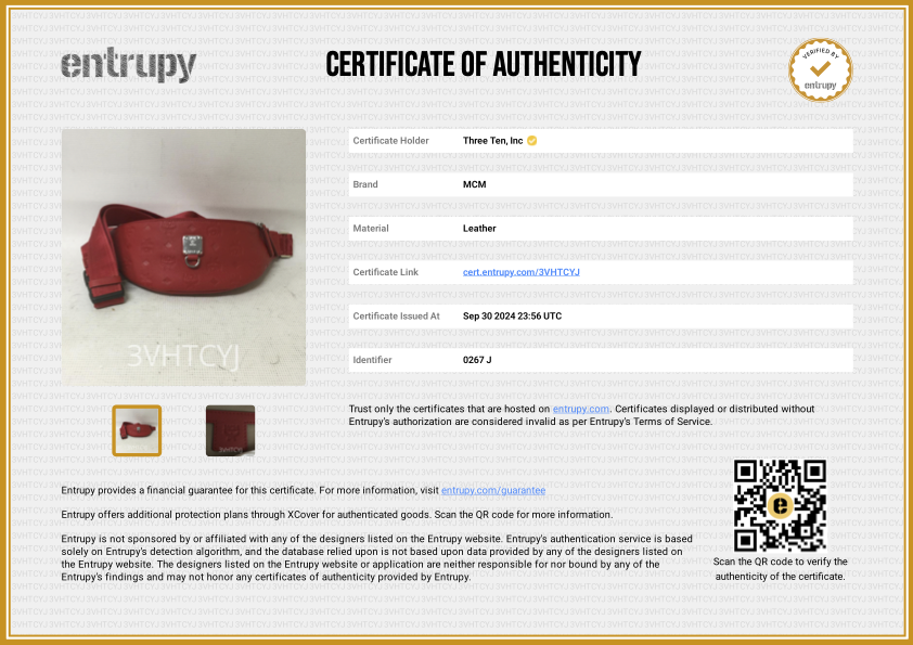 MCM Red Embossed Monogram Leather Belt Bag