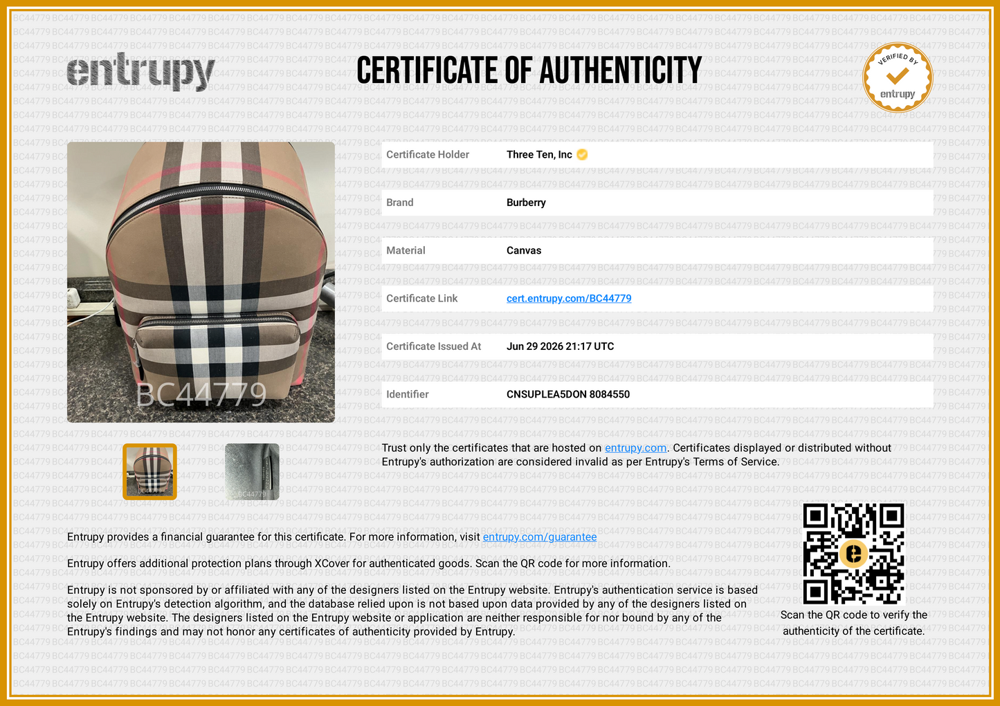 Burberry Jeff Check Canvas Backpack