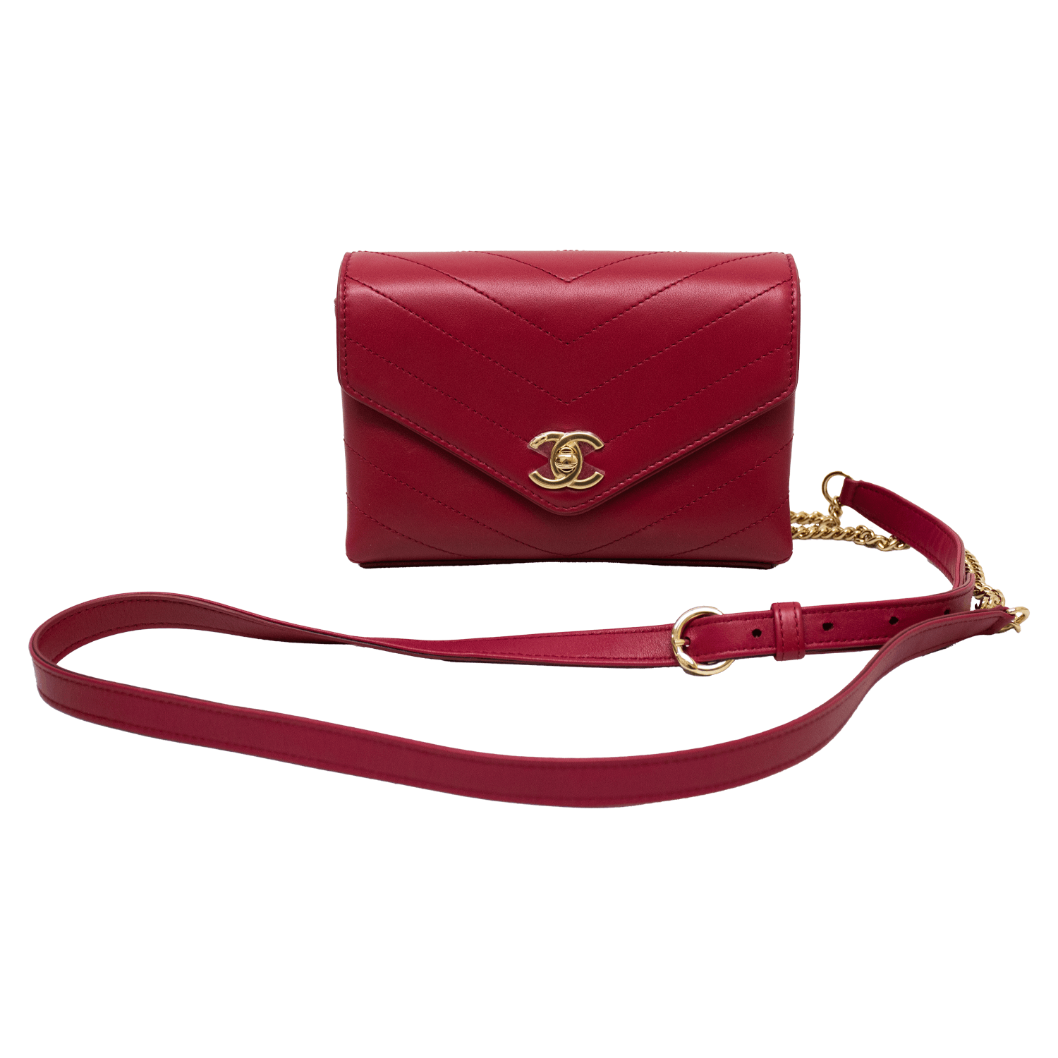 Chanel Calfskin Leather Small Chevron Handbag