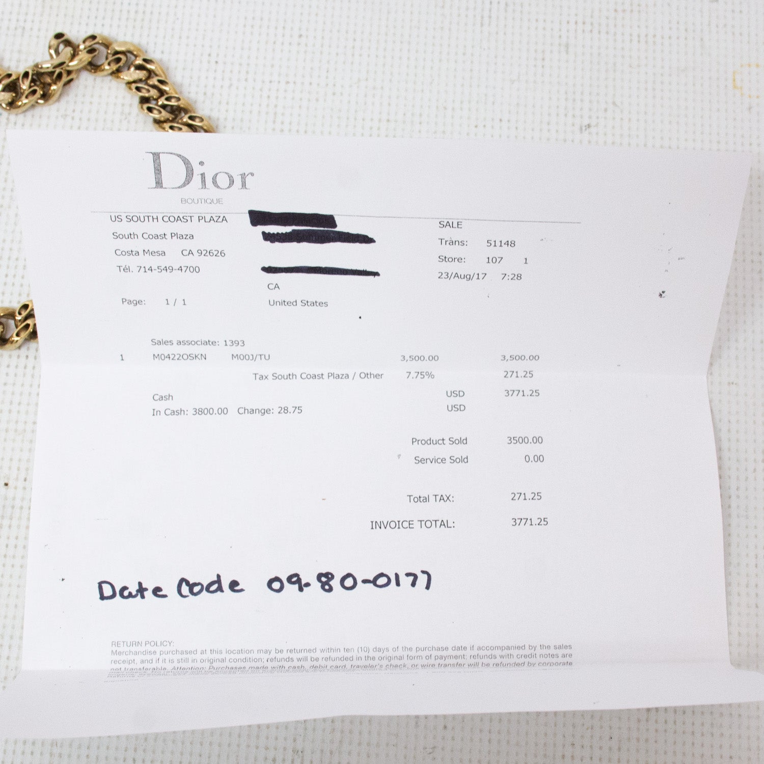 Dior Micro Cannage Diorama - Gold Metallic Purse