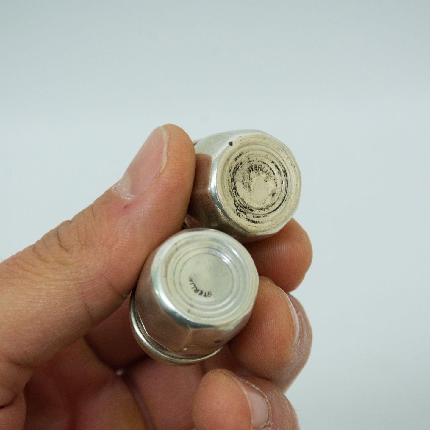 Petite Miniature 1940 S Stamped Sterling Silver Salt Pepper Shaker - ipawnishop.com