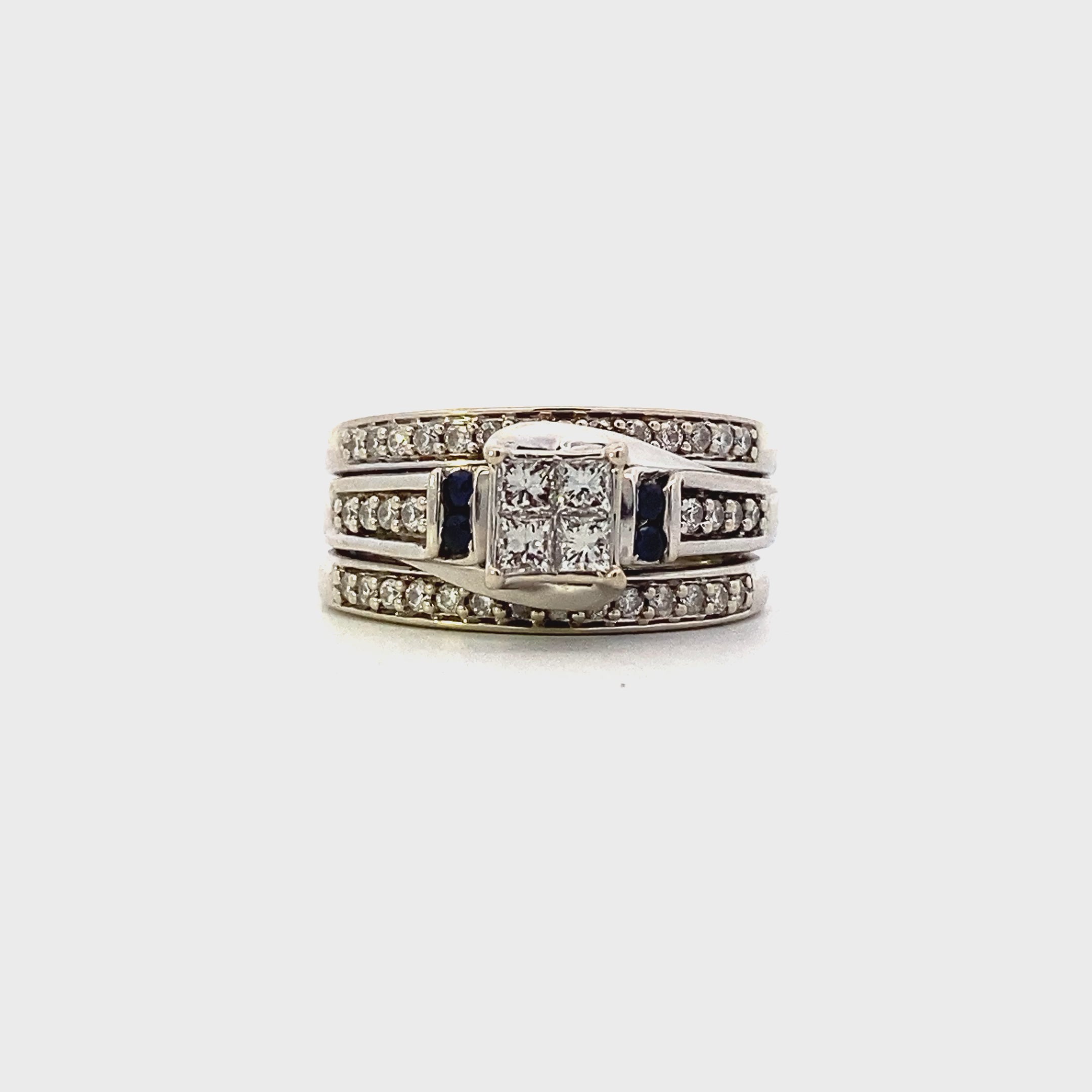 10K White Gold Women's Sapphire & Diamond Ring - 0.50ct