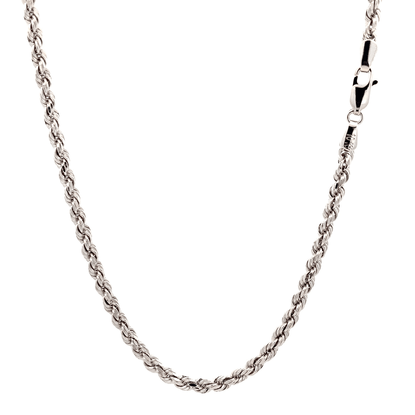 10K White Gold 21", 3MM Rope Chain - ipawnishop.com