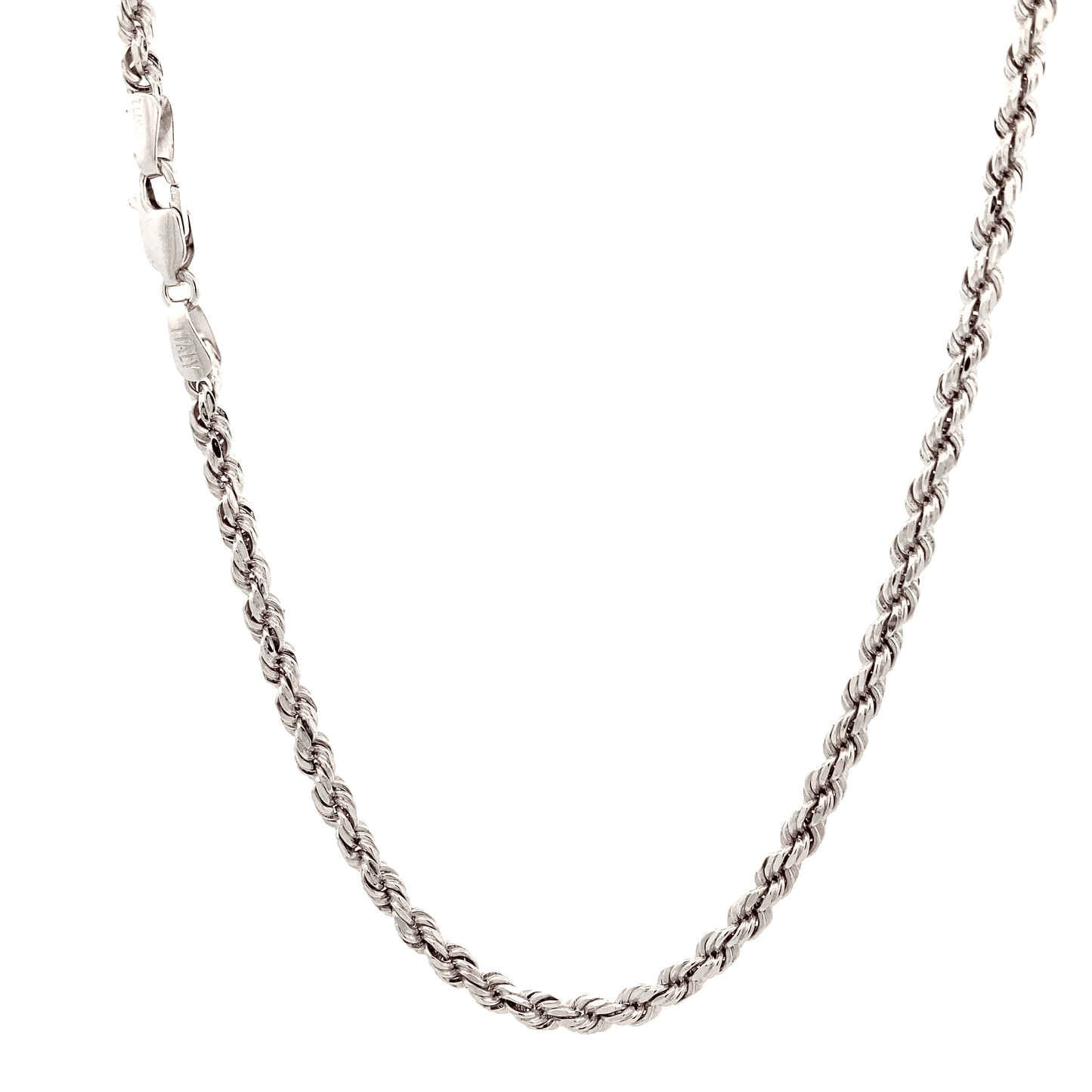 10K White Gold 21", 3MM Rope Chain - ipawnishop.com