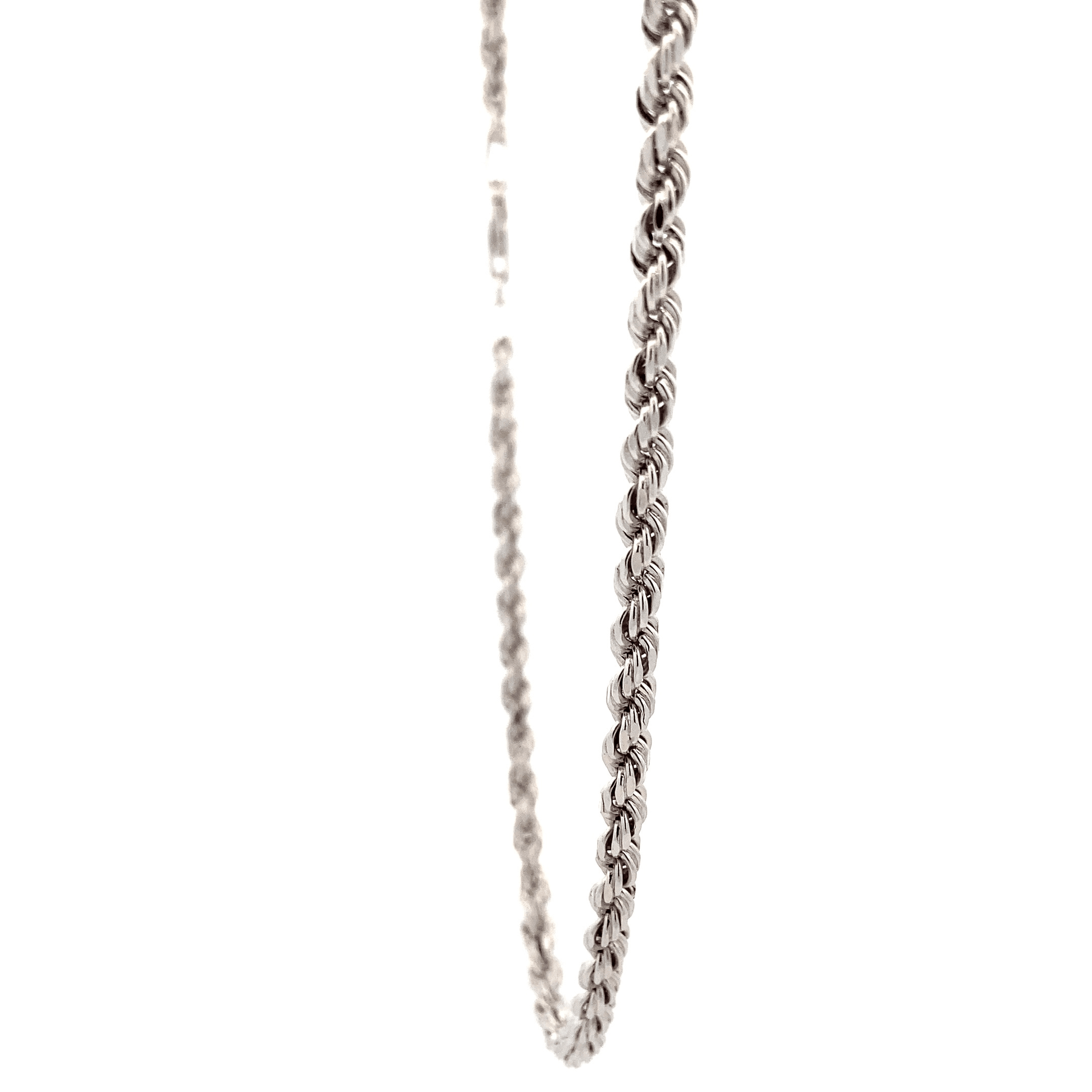 10K White Gold 21", 3MM Rope Chain - ipawnishop.com