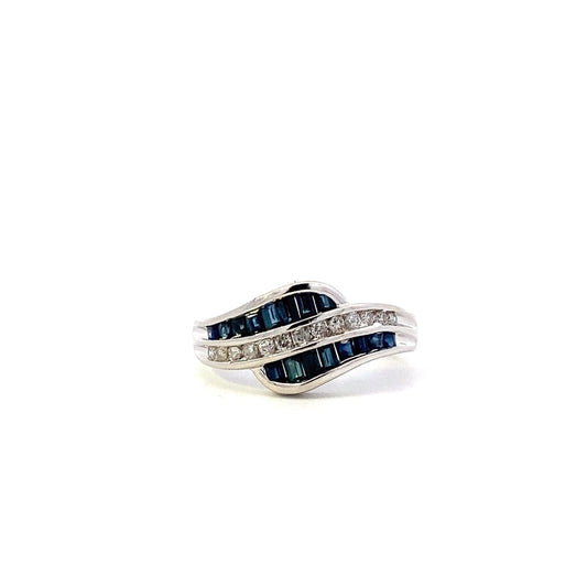 10K White Gold & Sapphire Women's Diamond Ring - 0.17ct - ipawnishop.com