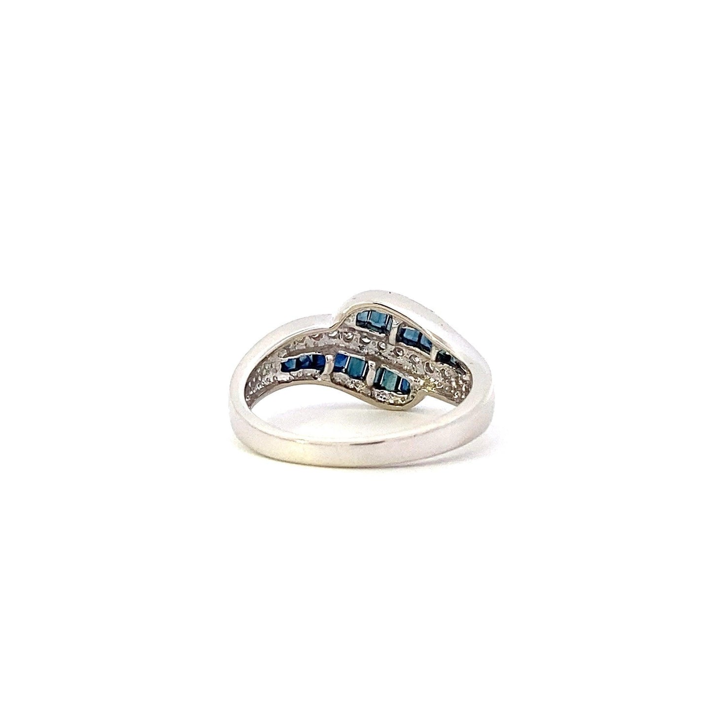 10K Oro Blanco y Zafiro Anillo de Diamantes de la Mujer - 0.17ct - ipawnishop.com