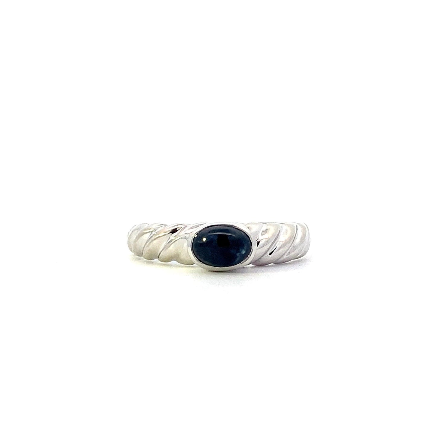 10K White Gold Bezel Set Blue Sapphire Ring - ipawnishop.com