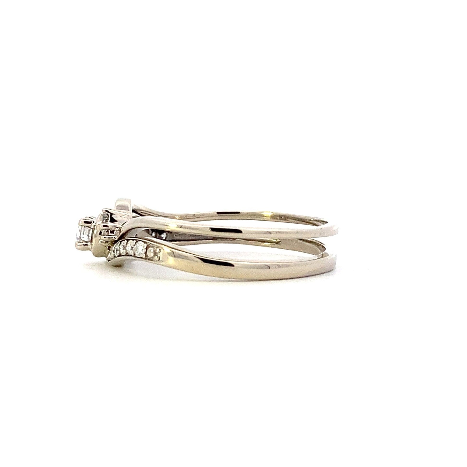 10K White Gold Diamond Engagement & Wedding Ring Set - 0.29ct - ipawnishop.com