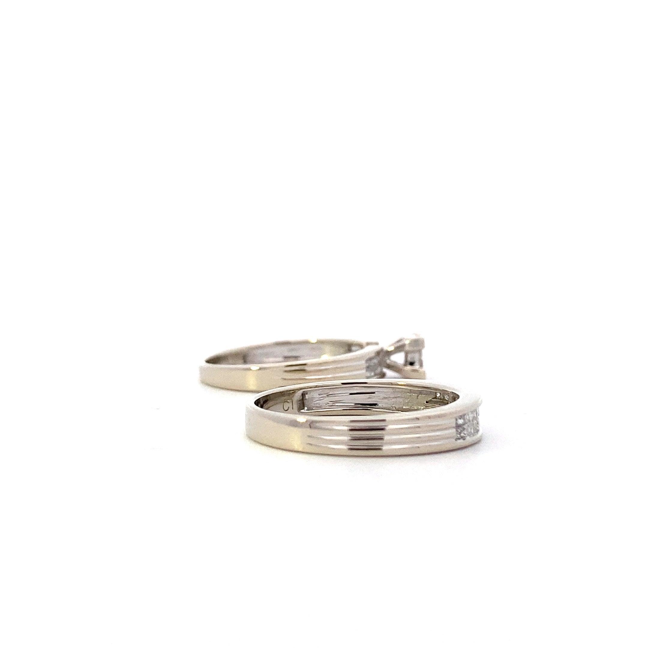 10K White Gold Diamond Engagement & Wedding Ring Set - 0.39ct - ipawnishop.com