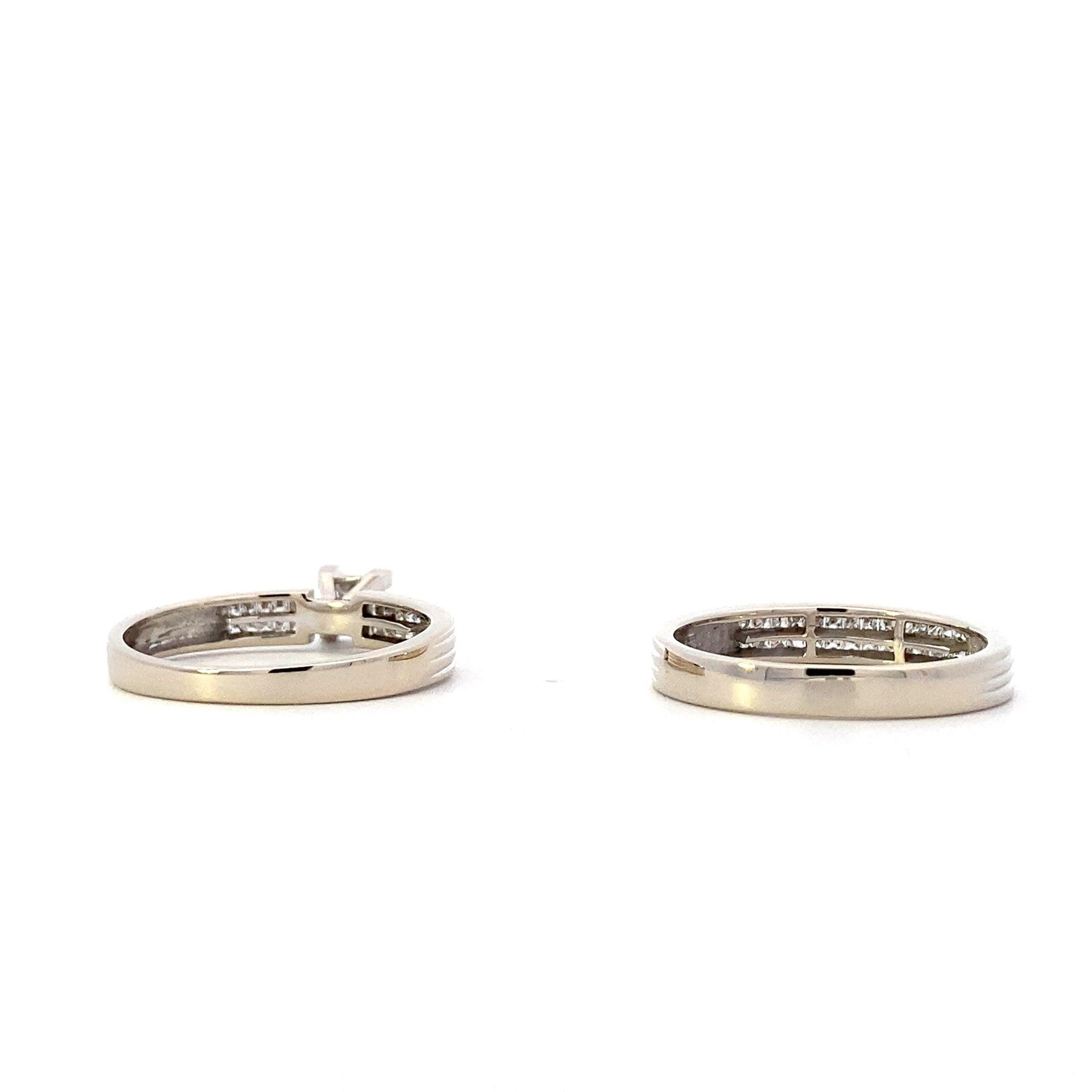10K White Gold Diamond Engagement & Wedding Ring Set - 0.39ct - ipawnishop.com