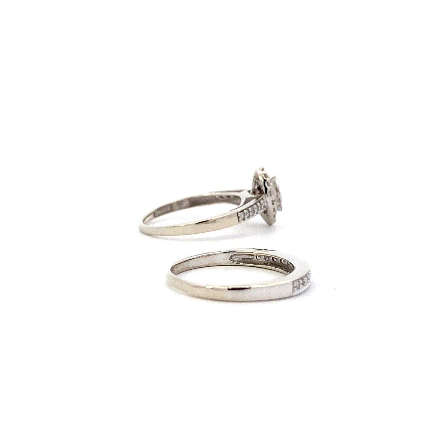 10K White Gold Diamond Engagement & Wedding Ring Set - 0.47ct - ipawnishop.com