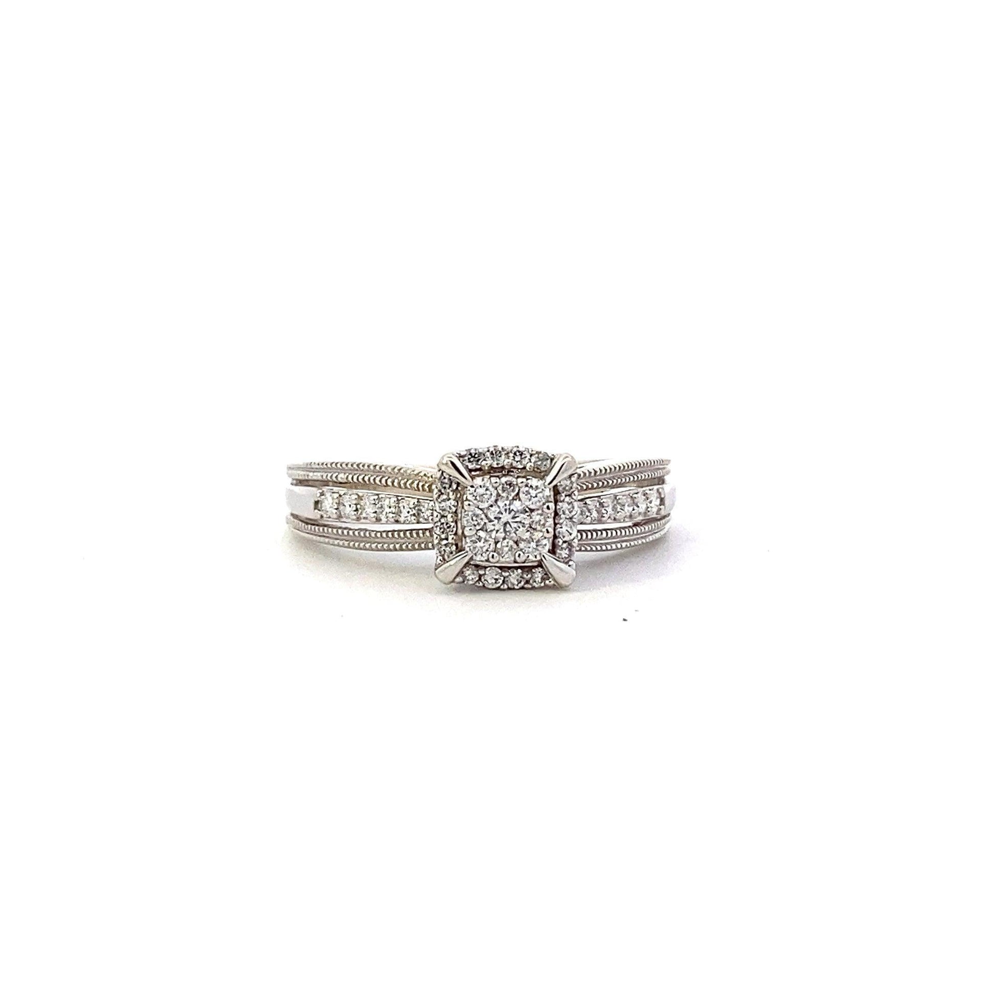 10K White Gold Diamond Engagement & Wedding Ring Set - 0.49ct - ipawnishop.com