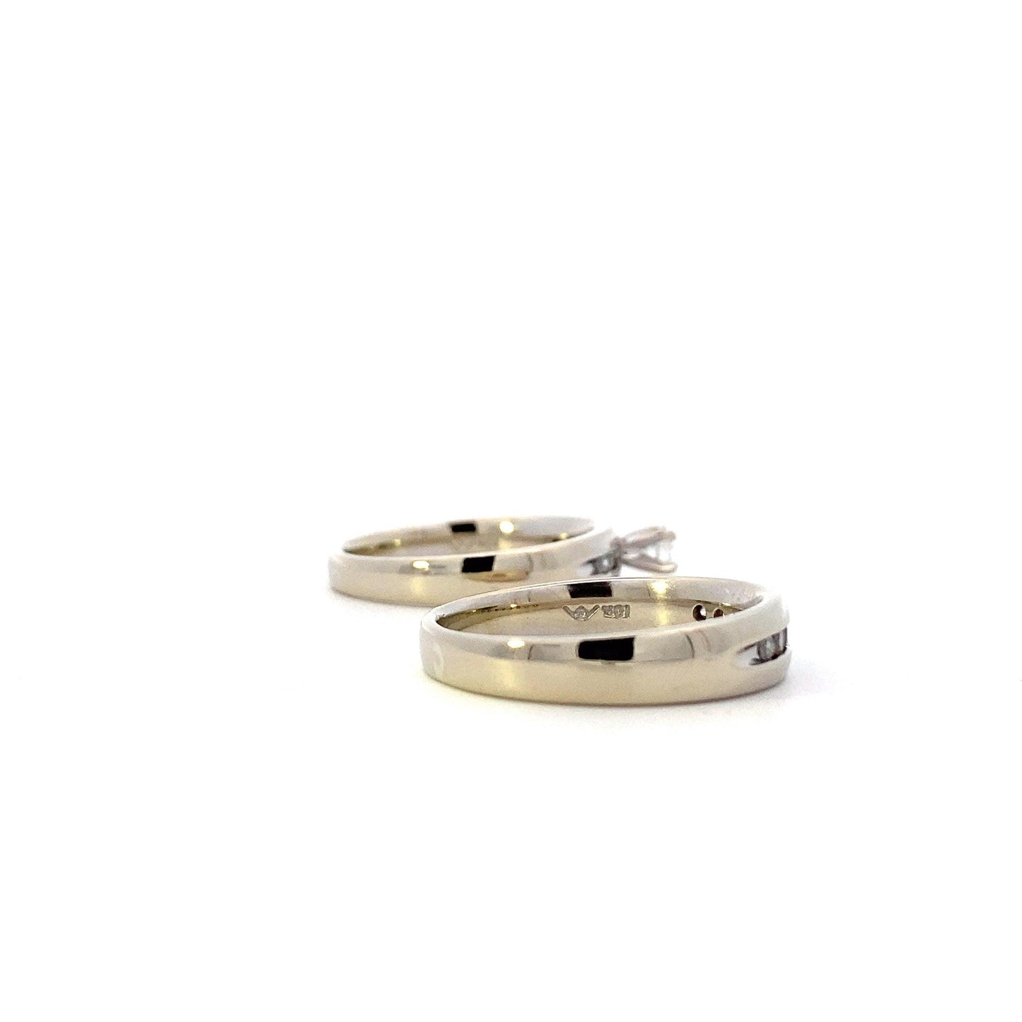 10K White Gold Diamond Engagement & Wedding Ring Set - 0.64ct - ipawnishop.com