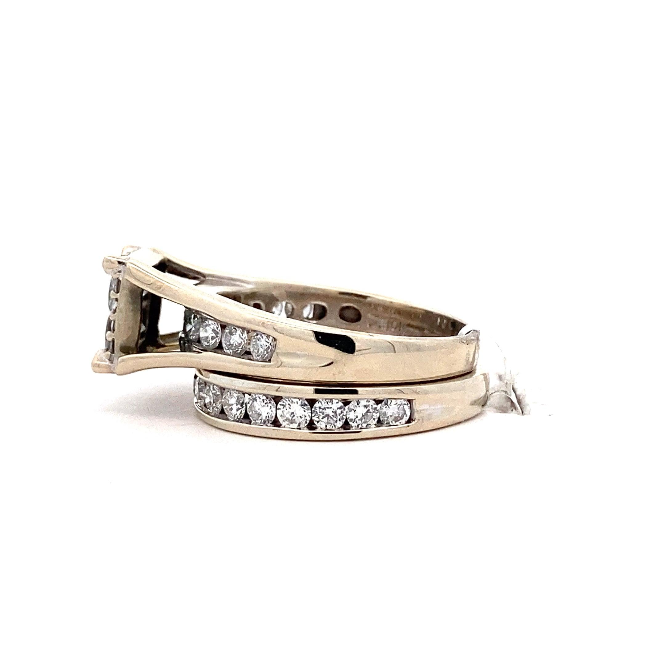 10K White Gold Diamond Engagement & Wedding Ring Set - 2.25ct - ipawnishop.com