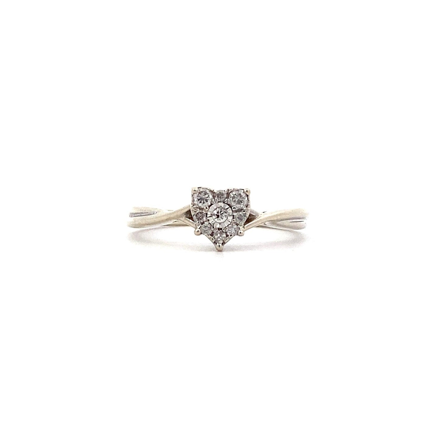10K White Gold Diamond Heart Ring - 0.11ct - ipawnishop.com