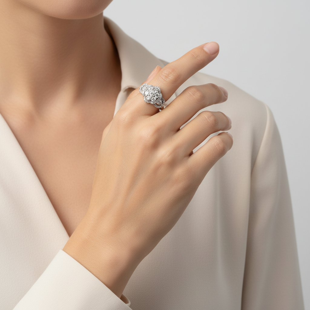 10K White Gold Women's Diamond Ring - 0.97ct