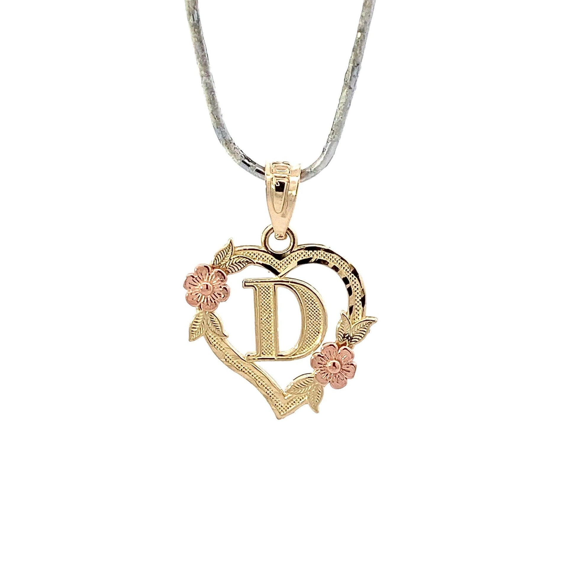 10K Yellow & Rose Gold Letter "D" Heart Pendant - ipawnishop.com